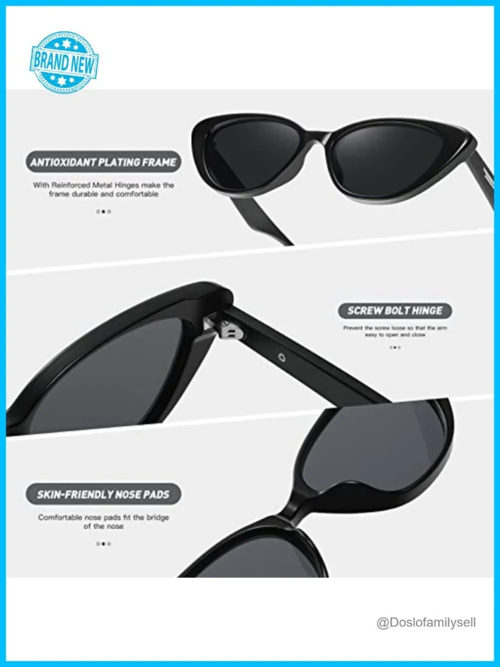 Vintage Cat Eye Sunglasses with UV400 Protection Lightweight Retro Shades